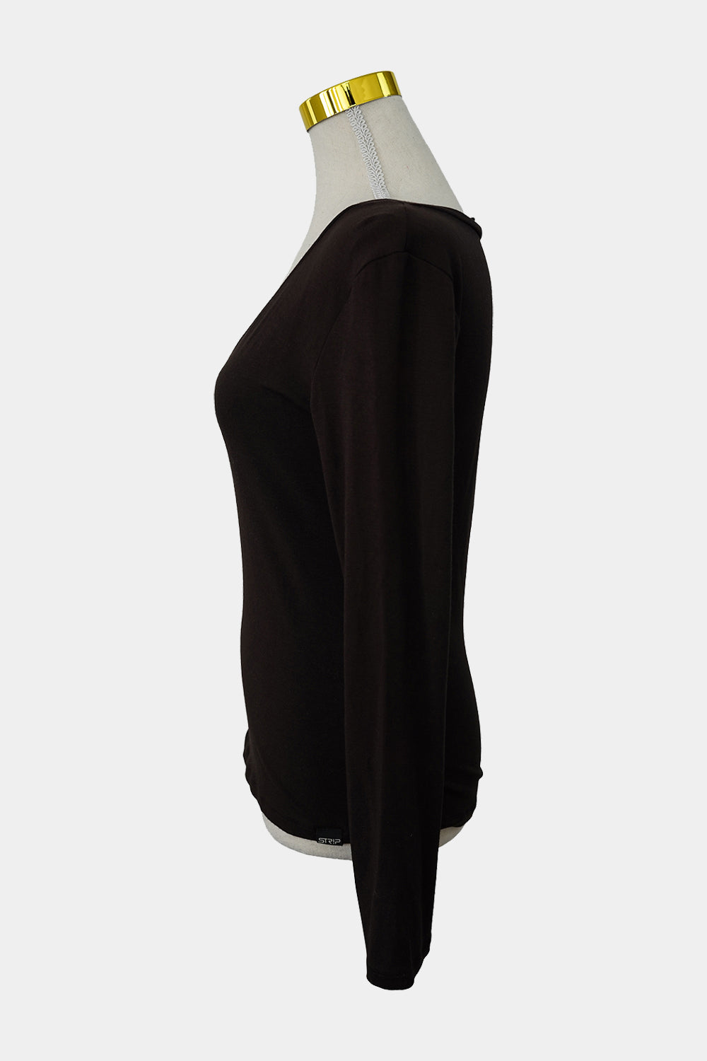 STRIP Brown V-Neck Long Sleeve Top