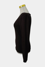 STRIP Brown V-Neck Long Sleeve Top