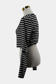 AUGUST Black, White Striped Long Sleeve Crop Top