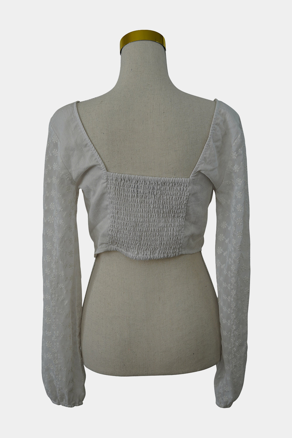 GLASSONS White Floral Bell Sleeve Crop Top