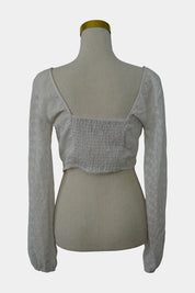 GLASSONS White Floral Bell Sleeve Crop Top