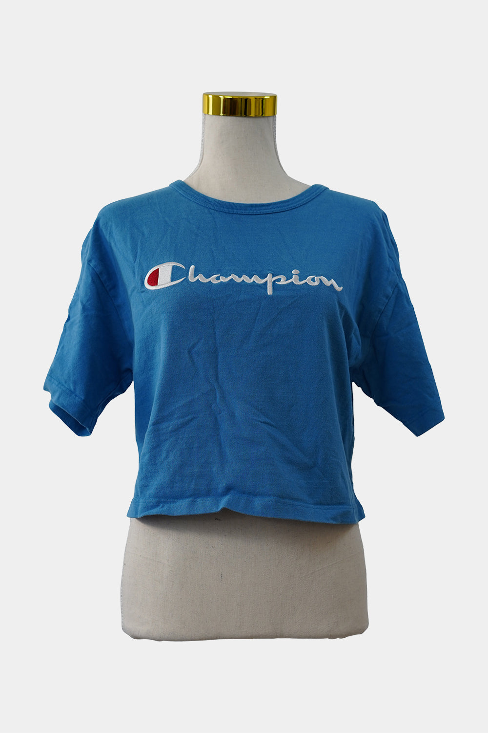 CHAMPION Blue Cropped Boxy T-Shirt