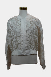 CAMEO White Sheer Lace Bomber Jacket
