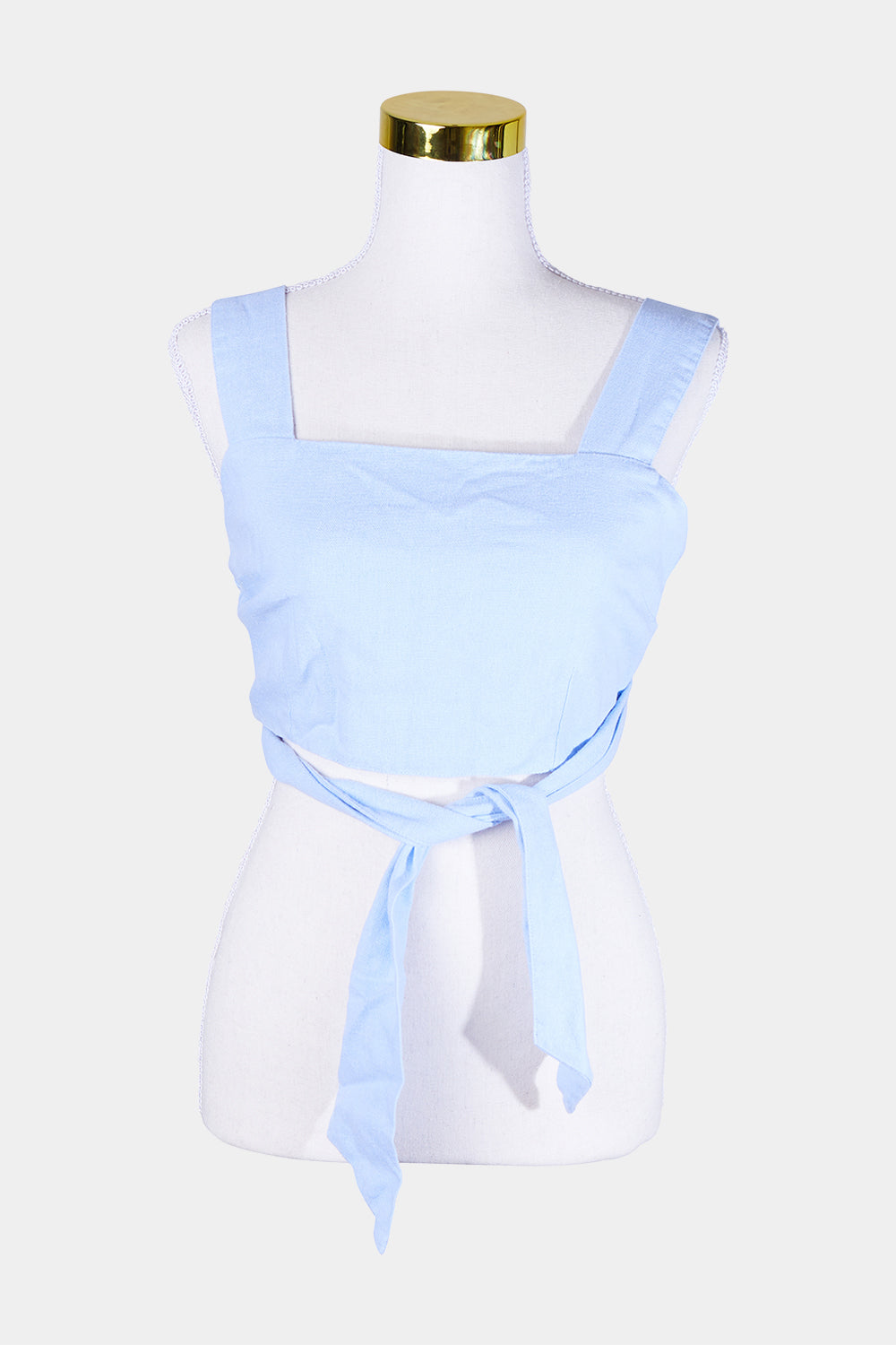 GHANDA Sky Blue Crop Tie Top