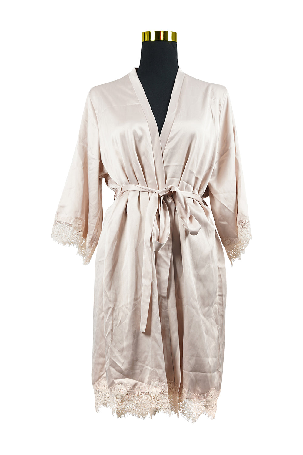 Le Rose Stories Champagne Pink Lace Trim Robe