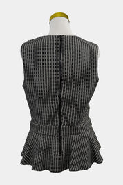 CUE Black, White Peplum Singlet Top