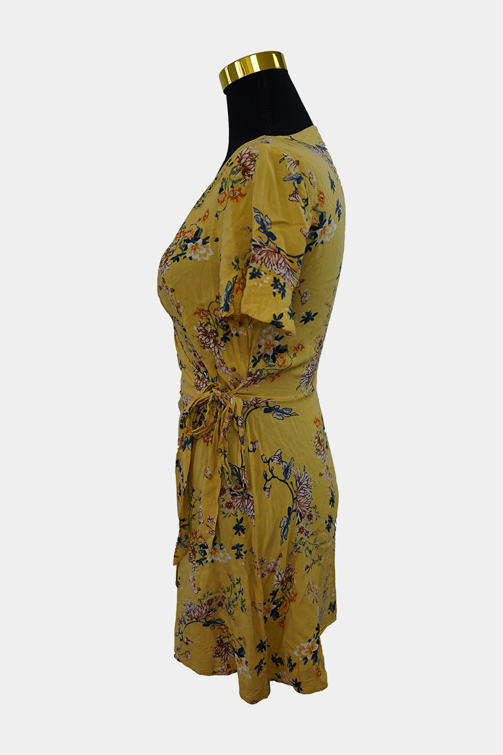 Pull & Bear Yellow Floral Wrap Dress