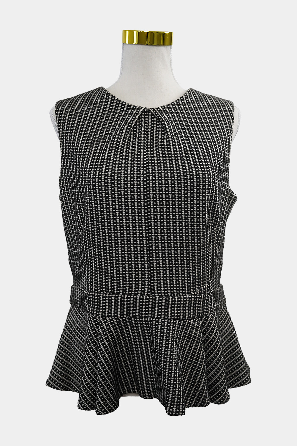 CUE Black, White Peplum Singlet Top