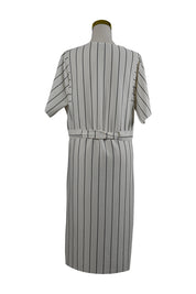 Miss Selfridge Black, White Striped Midi Dress with Belt