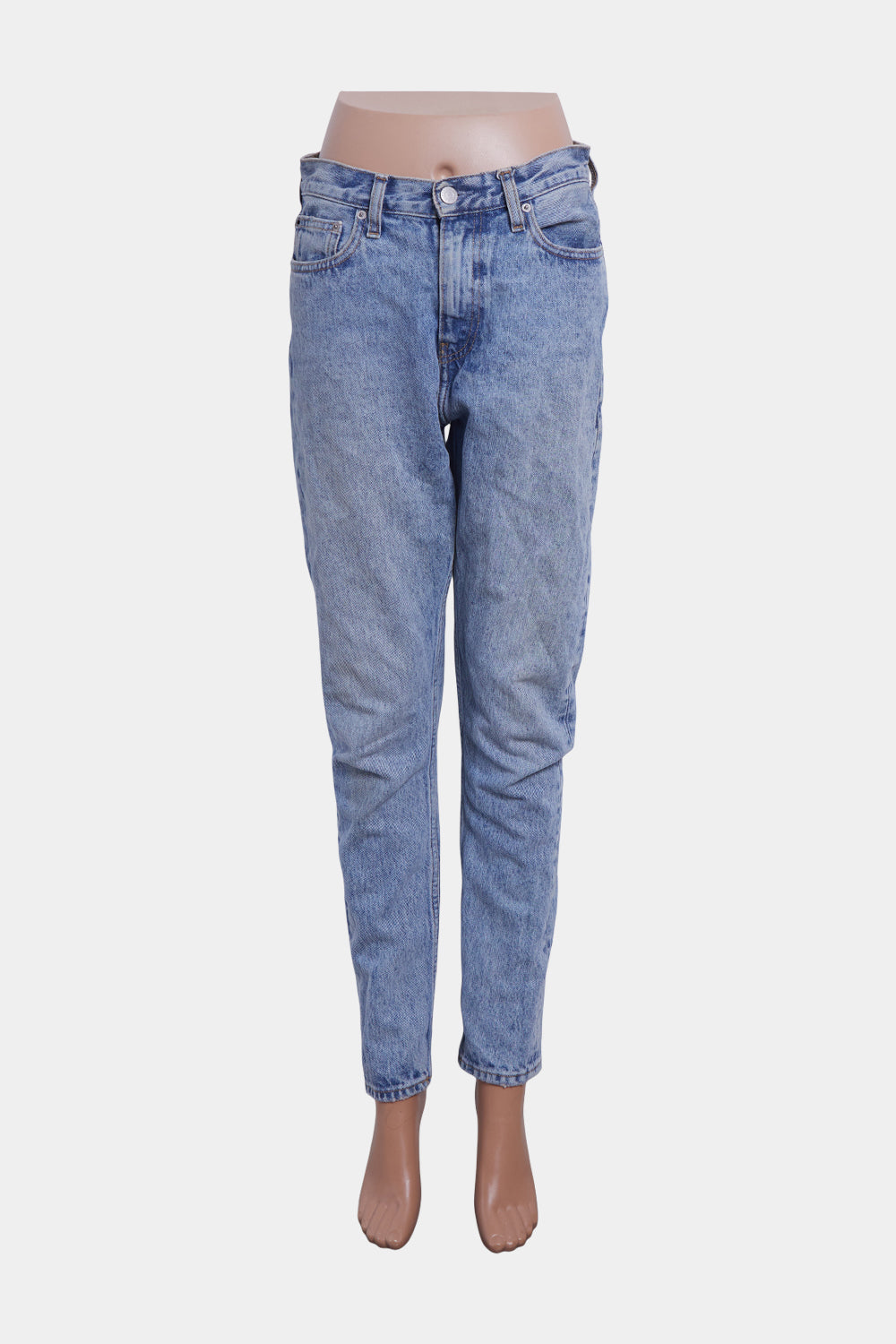 Calvin Klein Blue Acid Wash High Rise Straight Leg Jeans
