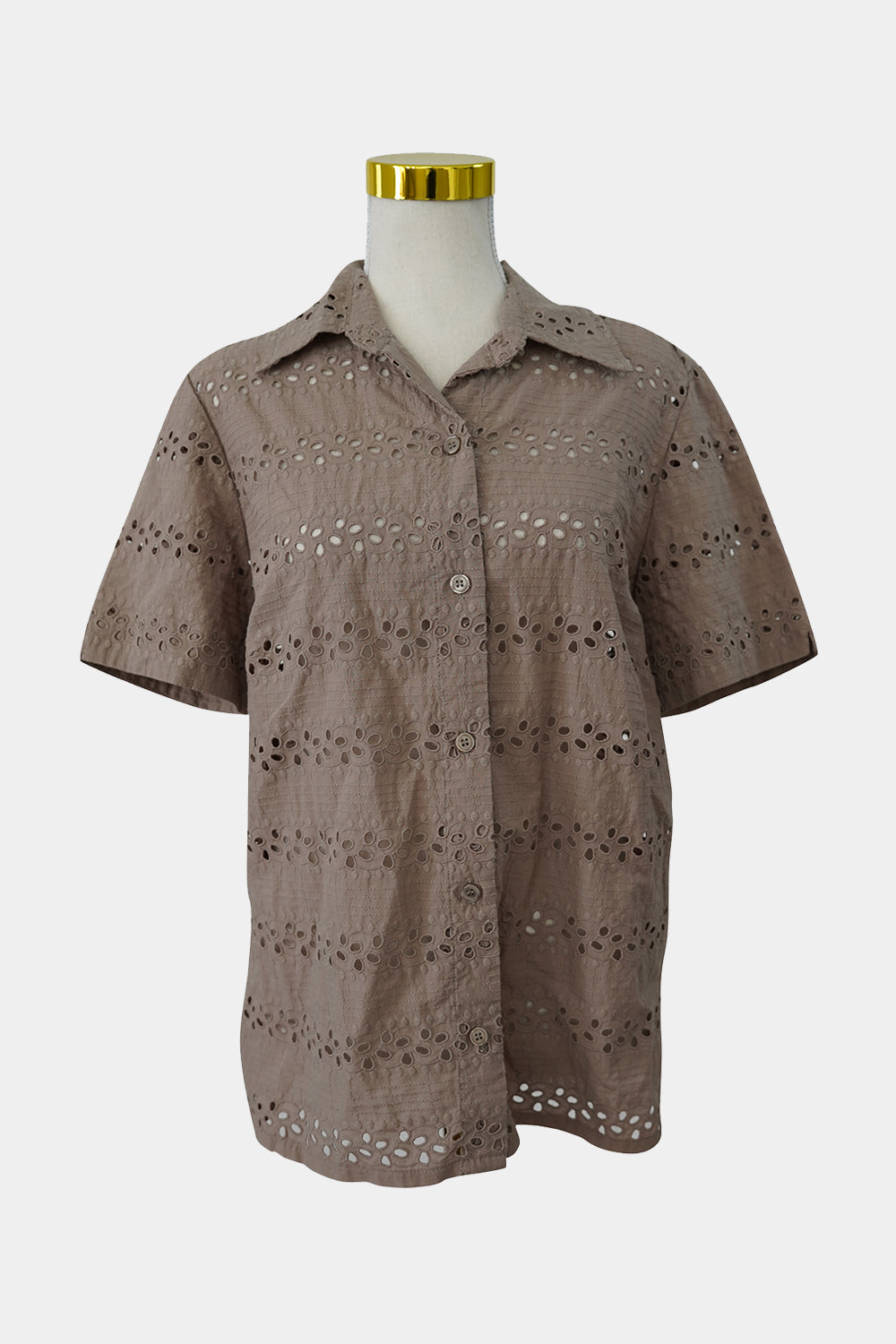 Noni B Khaki Lace Button Down T-Shirt