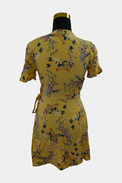 Pull & Bear Yellow Floral Wrap Dress