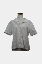 Simply Fabulous White Lace Collard Button Up Tee