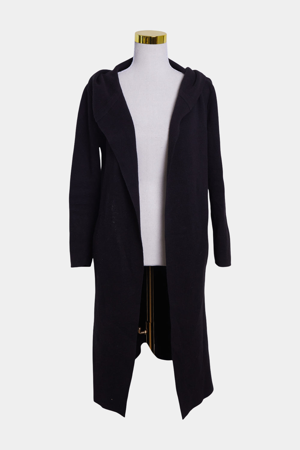 LEONI Black Hooded Long Cardigan