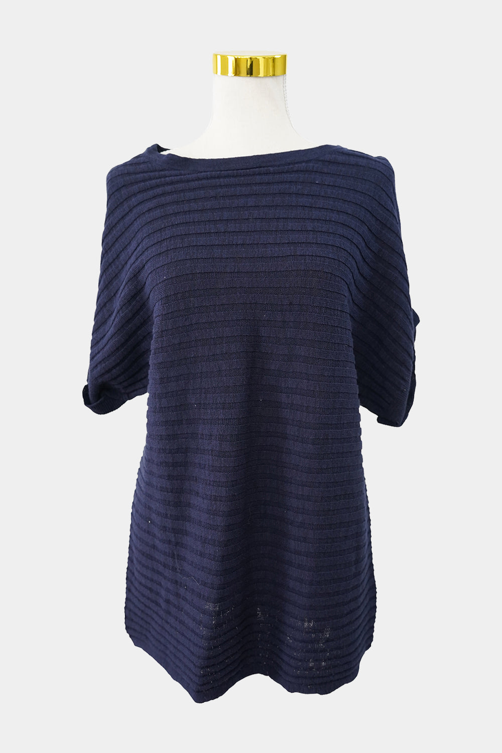 Blue Illusion Navy Short Sleeve Knit Top