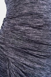 AVA Black, Grey Long Sleeve Stretch Gathered Dress