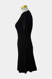 DISSH Black Ribbed Knit Short Sleeve Mini Dress