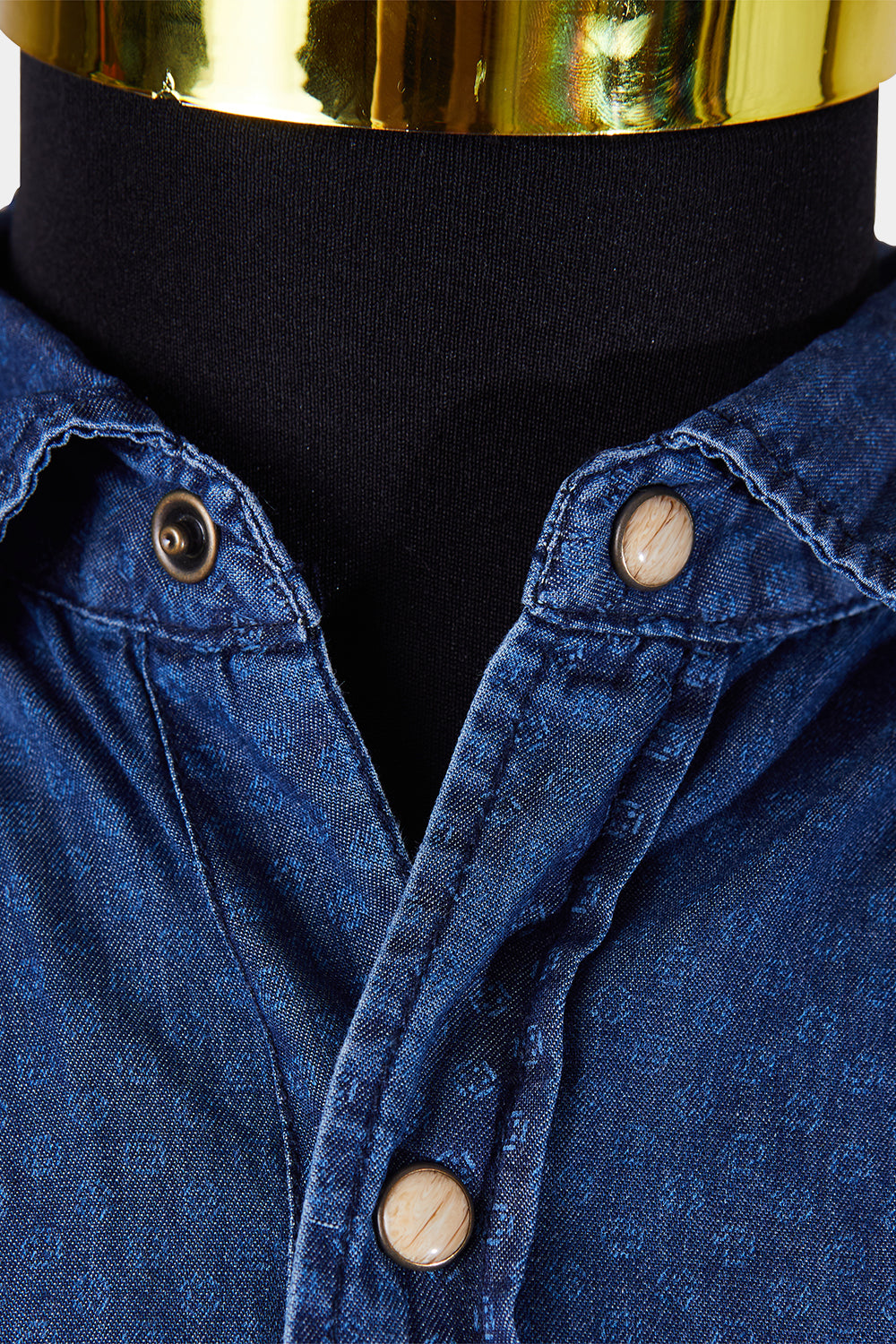 Jack Black Blue Print Denim Look Button Down Shirt L