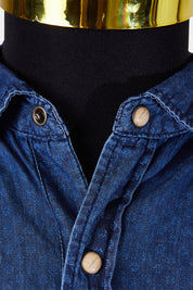 Jack Black Blue Print Denim Look Button Down Shirt L