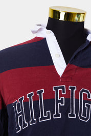 Tommy Hilfiger Maroon and Navy Logo Print Polo