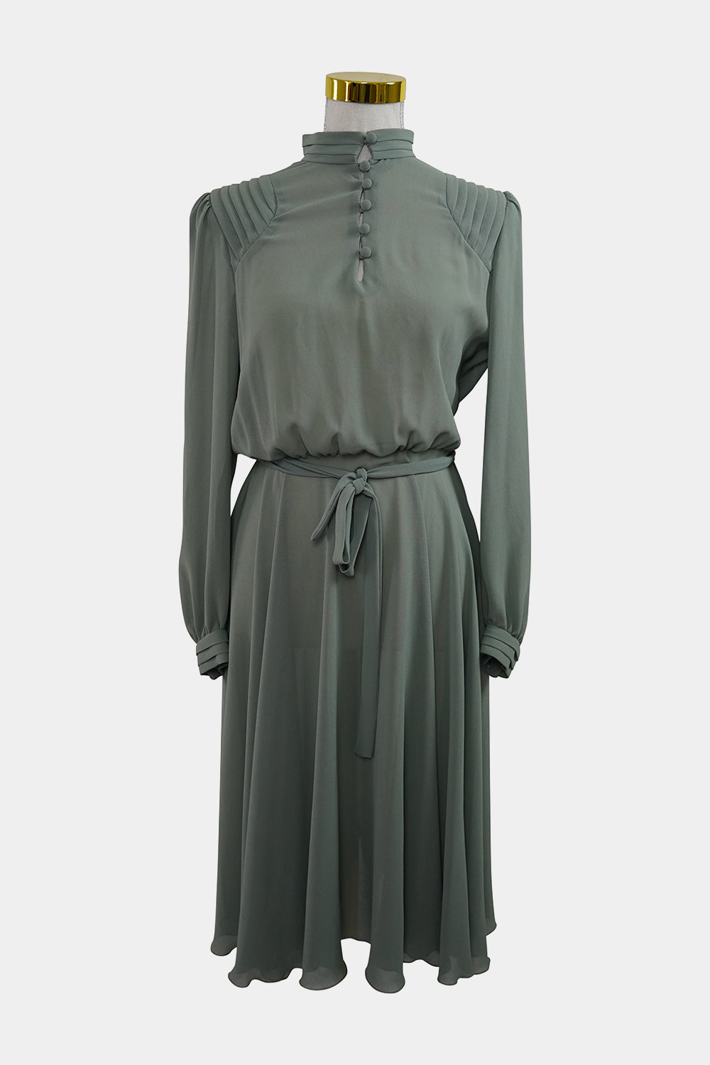 NICOLE Green Long Sleeve Sheer Midi Dress