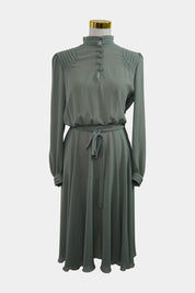 NICOLE Green Long Sleeve Sheer Midi Dress