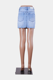 Neon Blonde Light Blue Zip Detail Denim Skirt