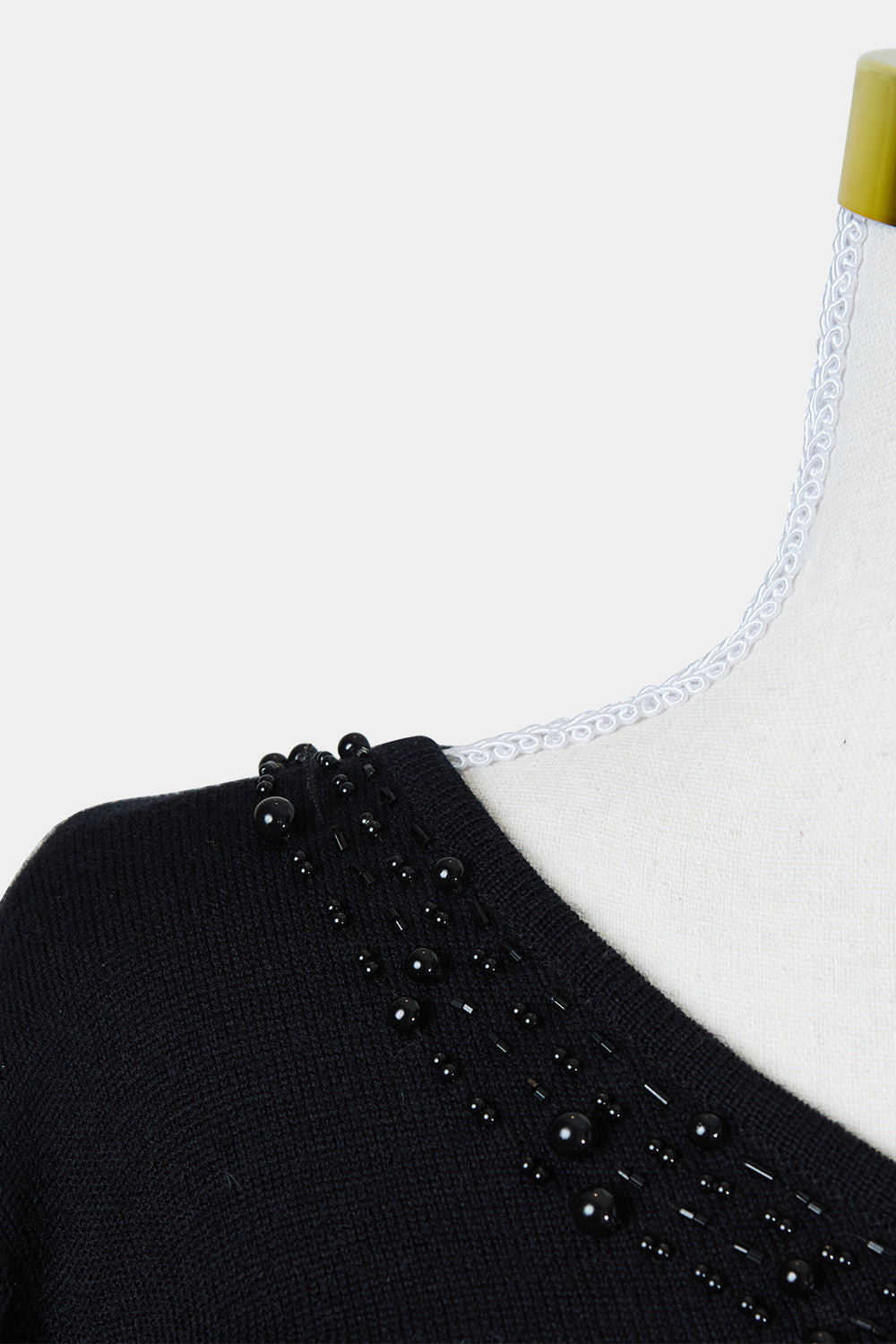 St Germain Black Knit Sweater with Beaded Neck