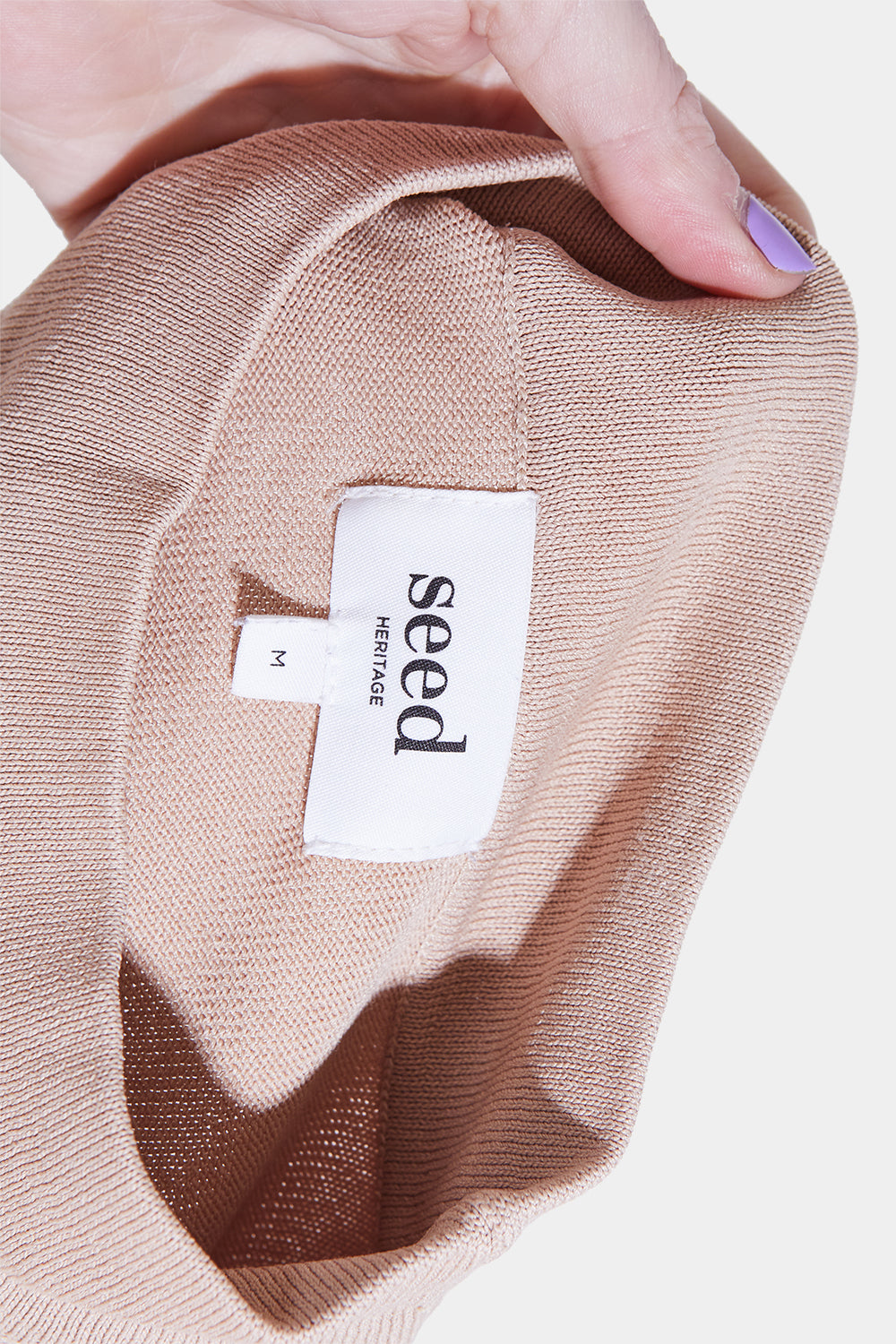 Seed Heritage Beige High Neck Knit Top