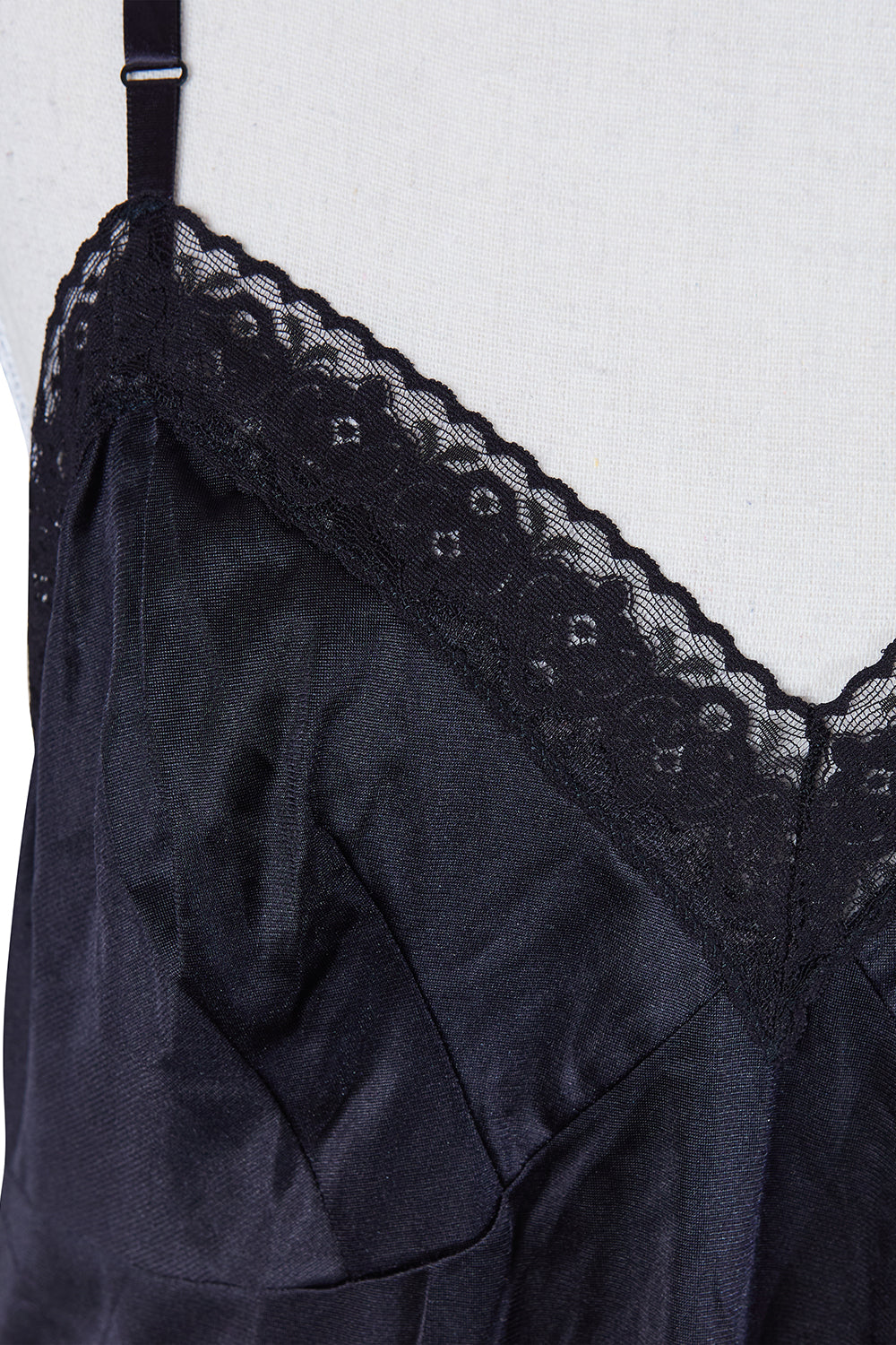 VASERETTE Black Lace Detail Slip Dress