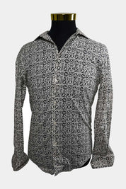 Zara Man White Black Patterned Button Down Shirt