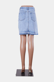 REMEMBER Blue Denim Stripe Detail Denim Skirt