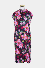 Assorted Brands Pink and Black Floral Boatneck Dress