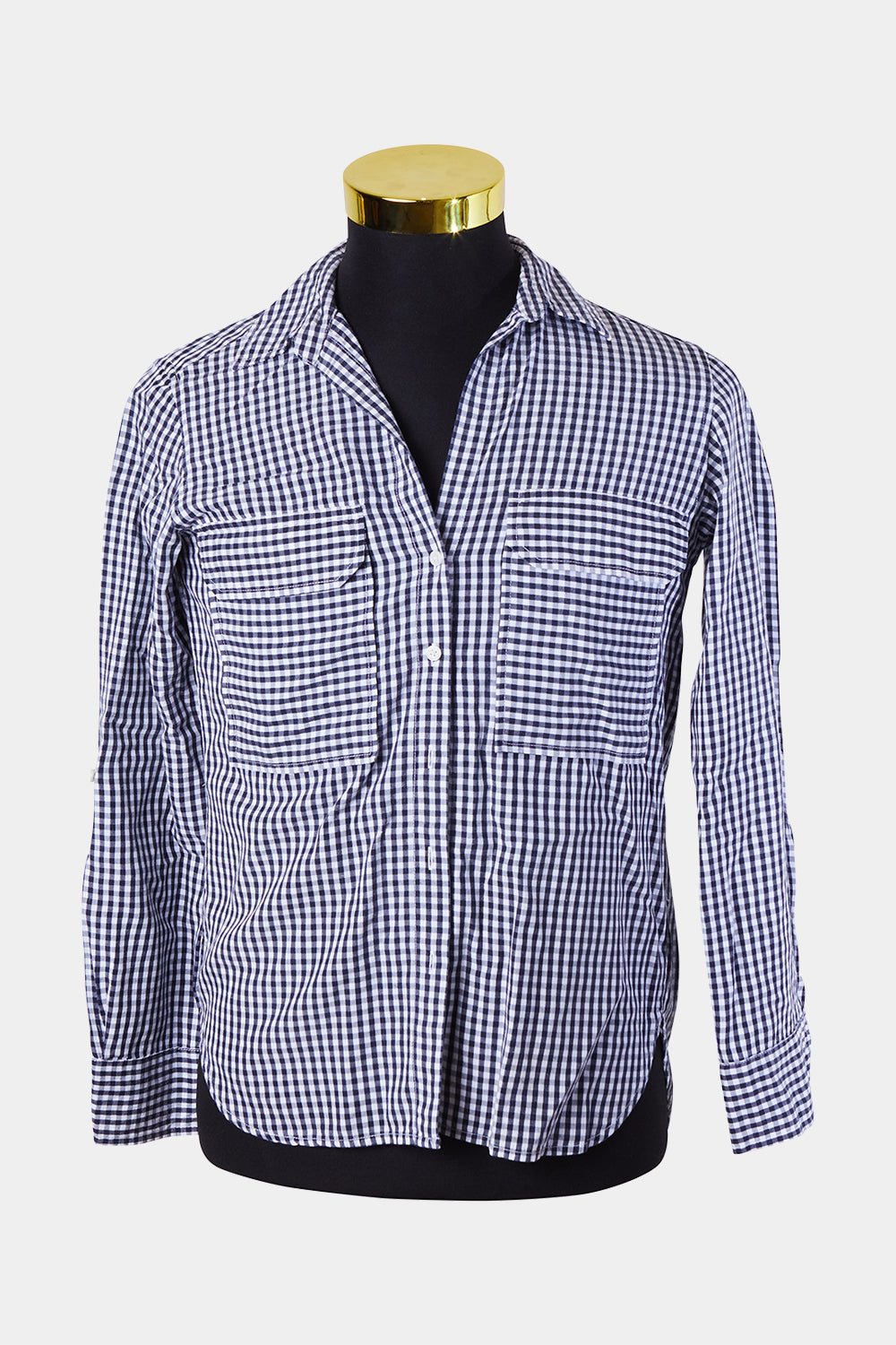 ZARA Black and White Gingham Pocket Detail Button Down Shirt
