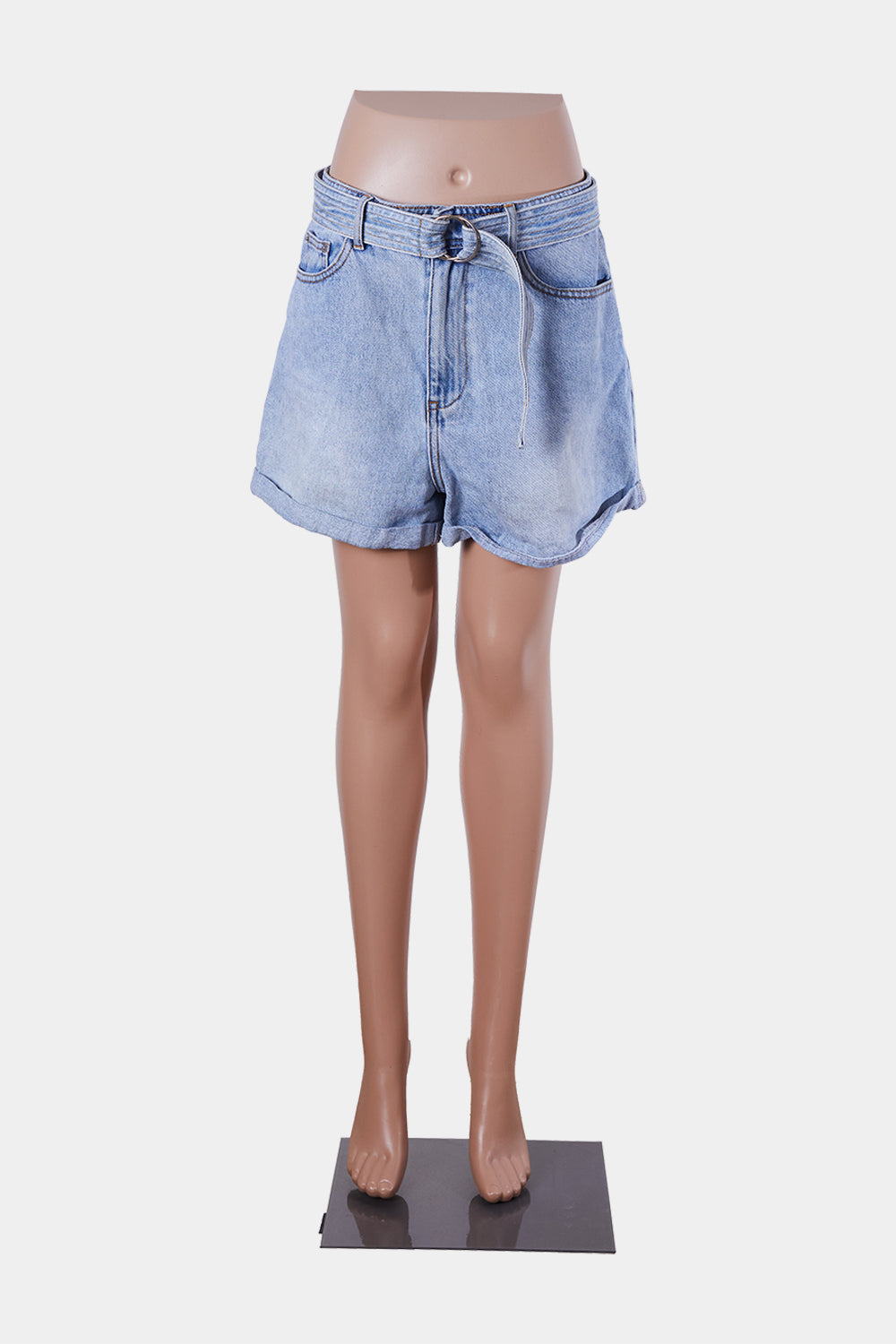 GLASSONS Light Blue Denim Shorts with Belt