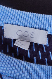 COS Blue Pattern Knit Sweaterr