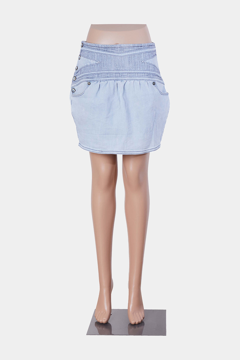 Sass And Bide Stitch Detail Denim Mini Skirt