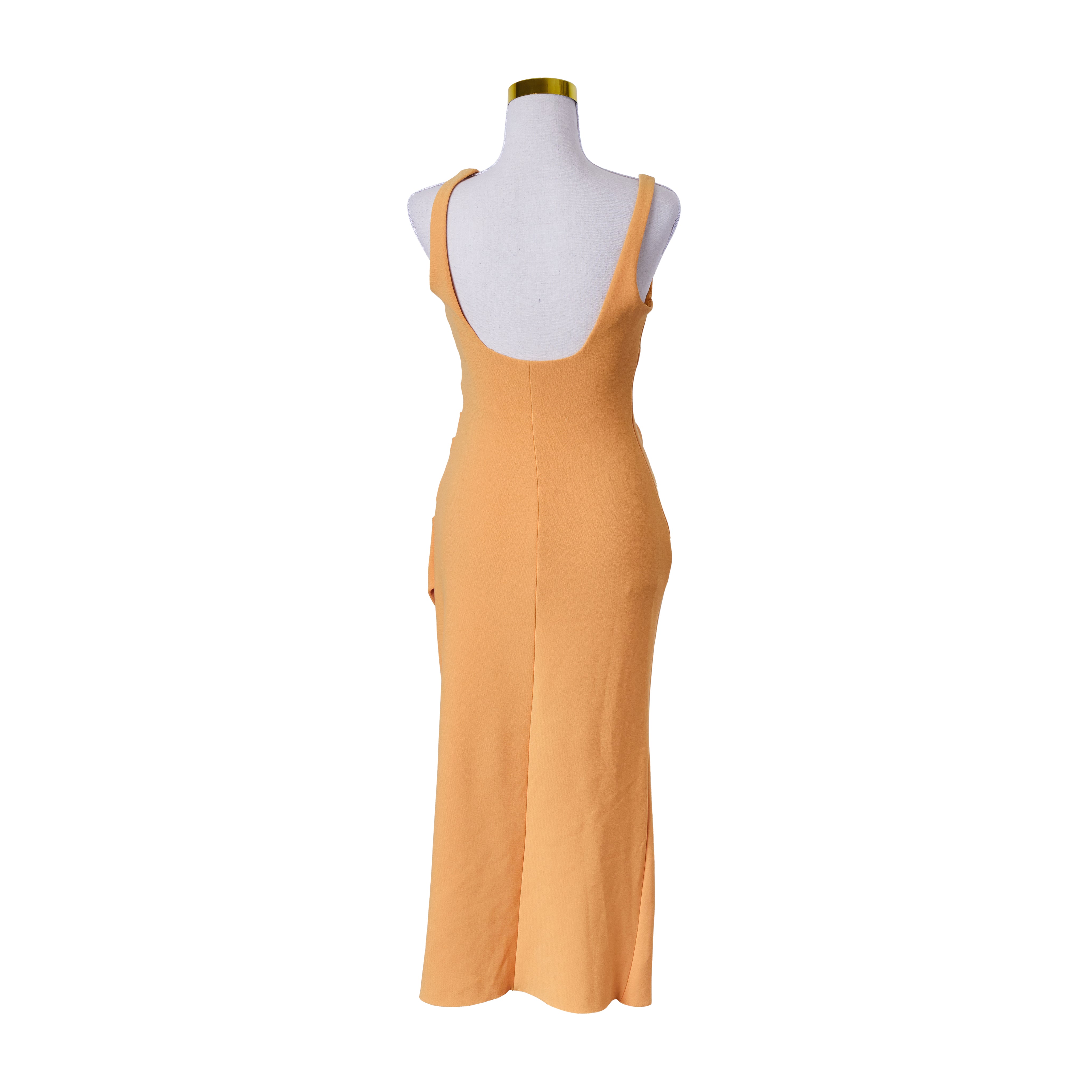 Bec + Bridge Golden Yellow Midi Side Ruche Dress