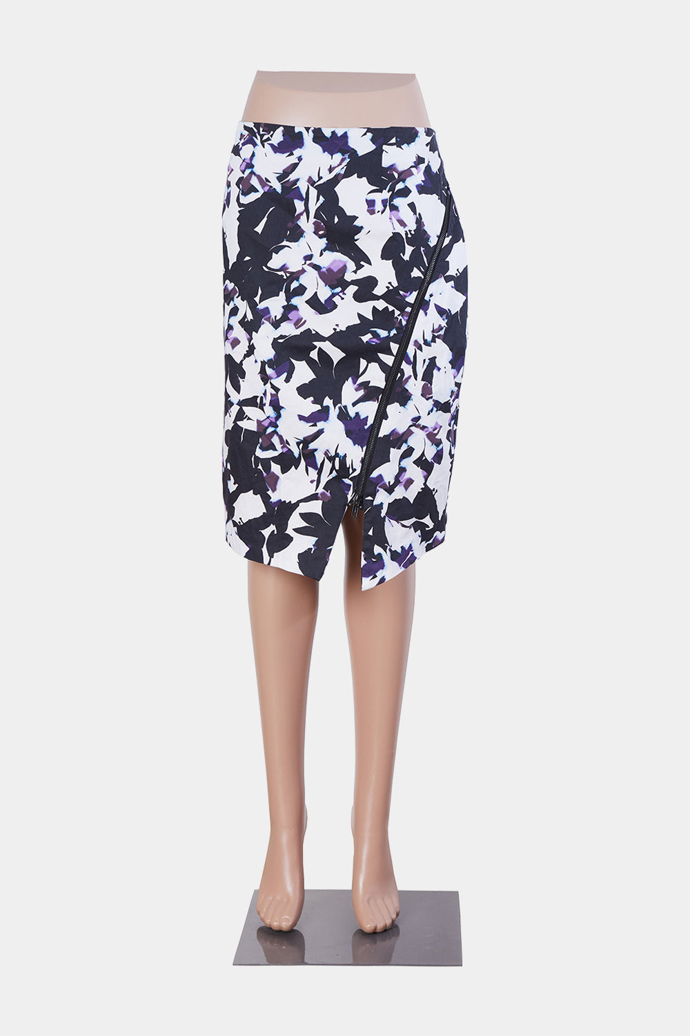 PORTMANS White, Black, Purple Zip Detail Pencil Skirt