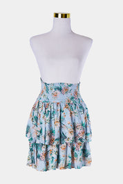 Decjuba Kids Blue Pink Green Floral Tiered Skirt