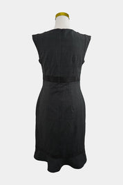 JACQUIE Grey Sheath Bow Midi Dress