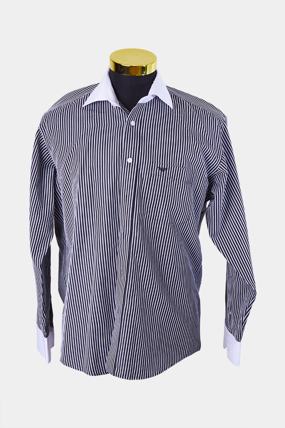 Giorgio Armani Black and White Stripe Button Down Shirt