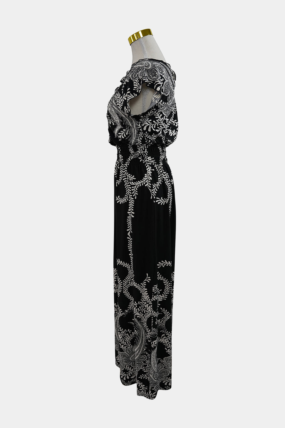 Stella Morgan Black White Shirred Maxi Dress