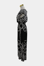 Stella Morgan Black White Shirred Maxi Dress