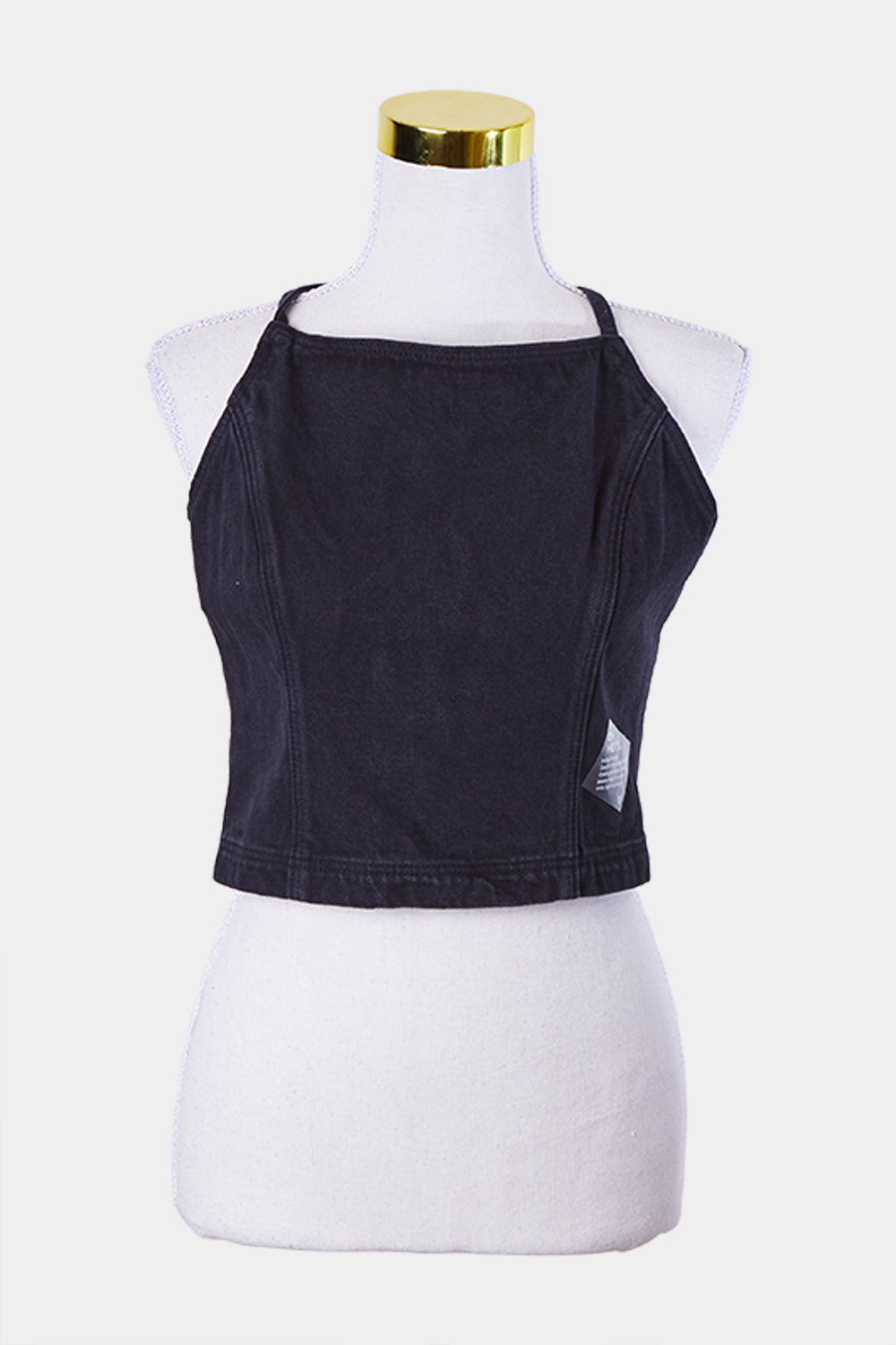 Abrand Jeans Black Denim Tie Back Crop Top