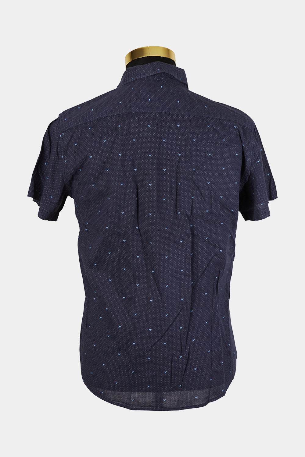 Modern Amusement Navy Bird Print Button Down Short Sleeve Shirt