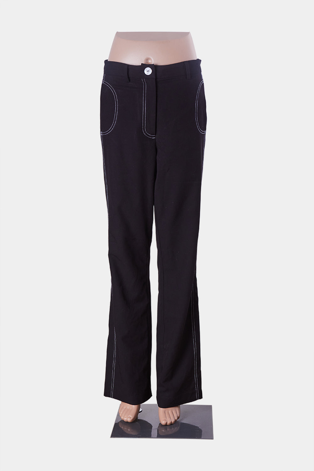 meo Collective Black High Waisted Stitch Detail Trousers