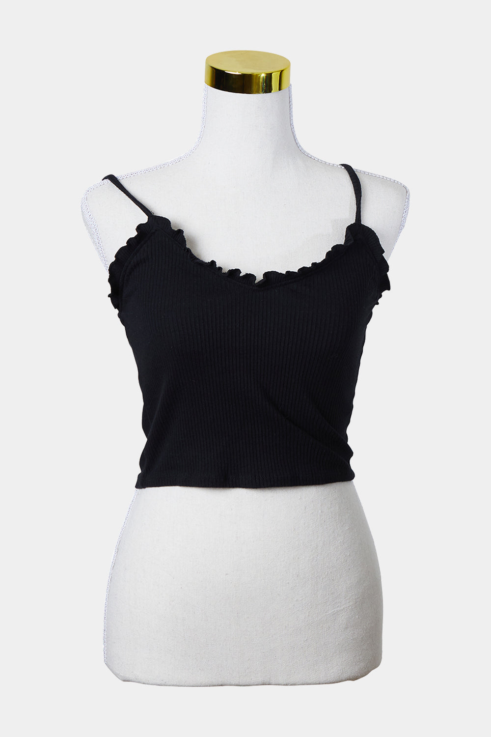 GLASSONS Black Frill Crop Stretch Singlet