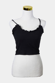 GLASSONS Black Frill Crop Stretch Singlet