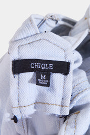 Chi Qle Light Blue Denim Overalls with Zip Detail
